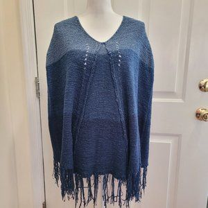 NWT Max Sport Knit Fringed Poncho Size L/XL